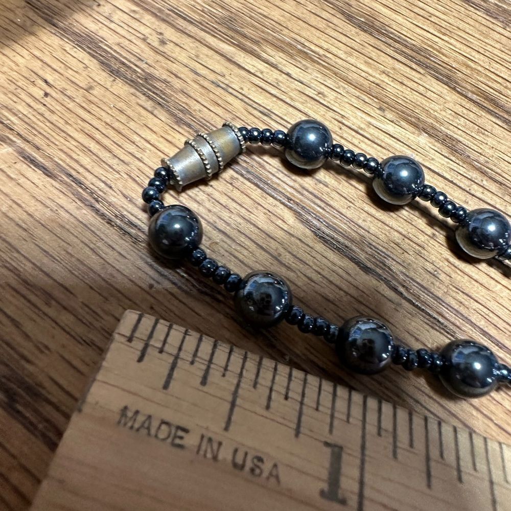 VTG Genuine Hematite Handcrafted Necklace Barrel Clasp 18” - Picture 4 of 4